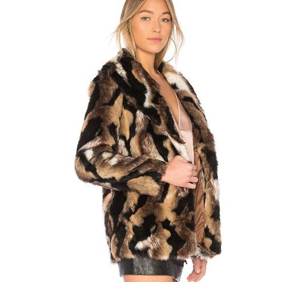 Eaves Colton Faux Fur Tiger Open Coat Jacket Wildcat Brown Women's Size Small - Picture 3 of 7